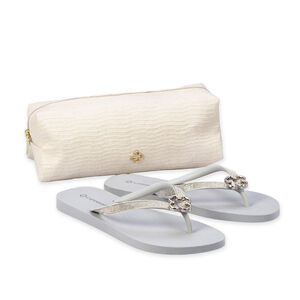 KIT CHINELO DE DEDO PRATA BRILHOS + N&Eacute;CESSAIRE