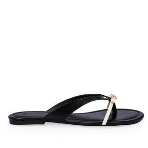 CHINELO RASTEIRO PRETO E BRANCO DE COURO LAÇO