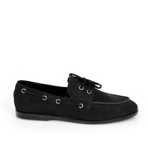 LOAFER MOCASSIM PRETO DE COURO NOBUCK