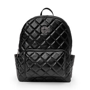 MOCHILA FEMININA PRETA DE COURO MATELASS&Ecirc;