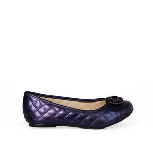 SAPATILHA INFANTIL DE COURO MARINHO AZZURRO METALIZADA MATELASS&Ecirc; CATHERINE