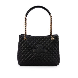 BOLSA HOBO PRETA DE COURO MATELASSÊ CARINA