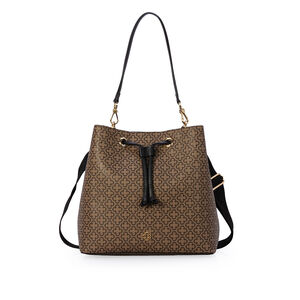 BOLSA PRETA MONOGRAMA COM ALÇA GORGURÃO BUCKET