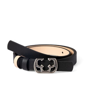 CINTO FEMININO PRETO E NUDE SEDA DE COURO