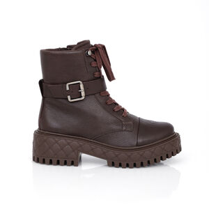 BOTA COTURNO DE COURO MARROM TRATORADA