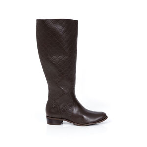 BOTA CANO LONGO MARROM TOBACCO DE COURO MONOGRAMA