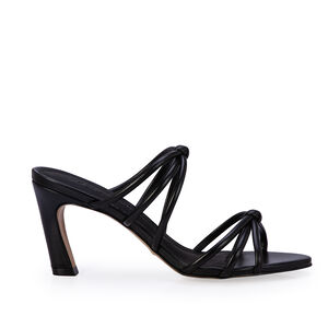 MULE SALTO M&Eacute;DIO PRETO DE COURO