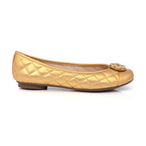 SAPATILHA CATHERINE VINTAGE DOURADA DE COURO MATELASSÊ