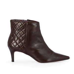 BOTA BICO FINO COURO MARROM CANO CURTO