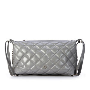 BOLSA CINZA DE COURO MATELASS&Ecirc; SHOULDER BAG