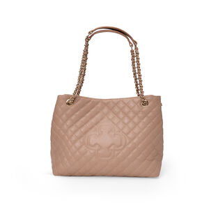 BOLSA M&Eacute;DIA NUDE SEDA DE COURO MATELASS&Ecirc; CARINA