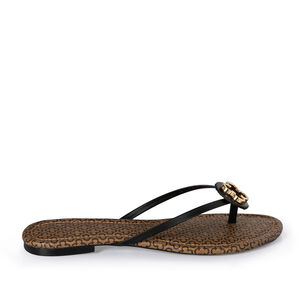 CHINELO RASTEIRA PRETO DE COURO MONOGRAMA