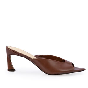 MULE SALTO M&Eacute;DIO MARROM &Eacute;BANO COURO