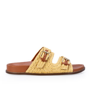 PAPETE CARAMELO TRAMADO PALHA COM FIVELAS