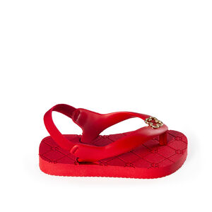 CHINELO BEBÊ VERMELHO RUBI MONOGRAMA COM ELÁSTICO