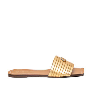 CHINELO RASTEIRO DOURADO DE COURO METALIZADO