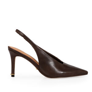 SCARPIN SLINGBACK COURO CACAO