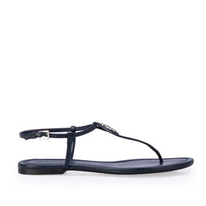 SAND&Aacute;LIA RASTEIRA AZUL MARINHO DE COURO