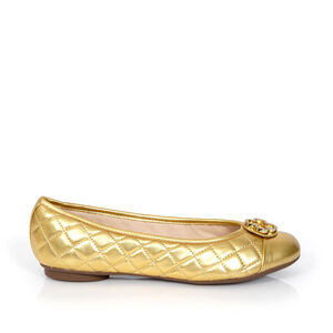 SAPATILHA CATHERINE VINTAGE DOURADA METALIZADA DE COURO MATELASS&Ecirc;