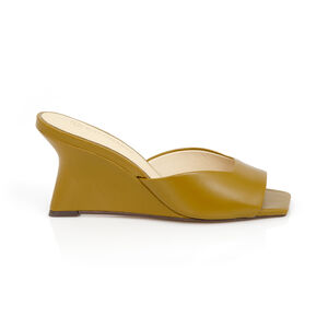 MULE SALTO ANABELA AMARELO CITRINO DE COURO