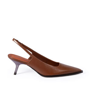 SCARPIN SLINGBACK MARROM MOGNO DE COURO
