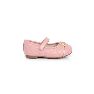 SAPATILHA BEBÊ DE COURO ROSÊ MATELASSÊ COM VELCRO