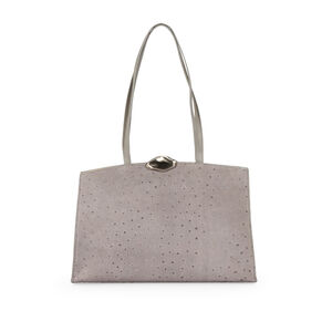BOLSA SHOPPER COURO NOBUCK CINZA CARBONO