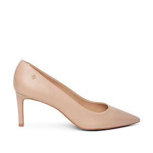 SCARPIN SALTO ALTO NUDE SEDA DE COURO