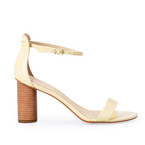 SANDÁLIA SALTO MÉDIO CREME BRULLE DE COURO