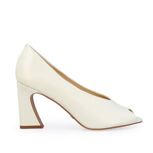 PEEP TOE BRANCO DUNA DE COURO SALTO ALTO
