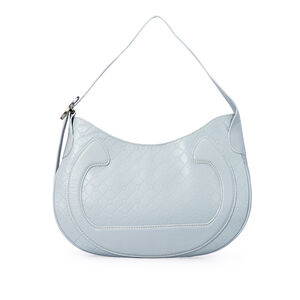 BOLSA M&Eacute;DIA AZUL TURMALINA DE COURO HOBO