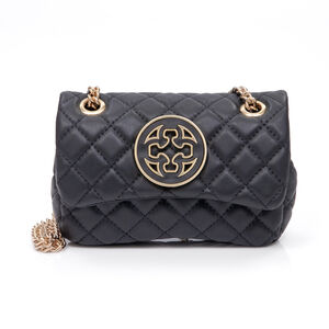 BOLSA PEQUENA PRETA COURO MATELASSÊ OLIVIA