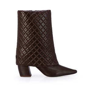 BOTA MARROM CANO M&Eacute;DIO SOBREPOSTO COURO MATELASS&Ecirc;