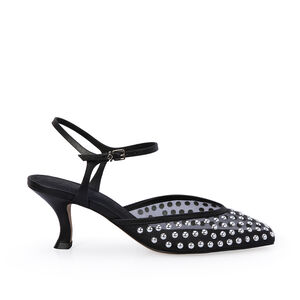 SCARPIN SALTO M&Eacute;DIO TELA PRETO