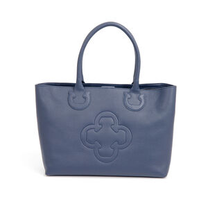 BOLSA SHOPPER DE COURO AZUL AZZURRO