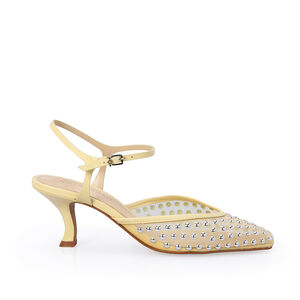 SCARPIN SALTO M&Eacute;DIO CREME BRULLE TACHAS