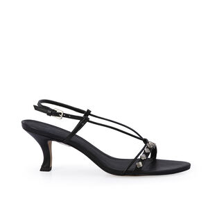 SAND&Aacute;LIA SALTO M&Eacute;DIO COURO PRETA