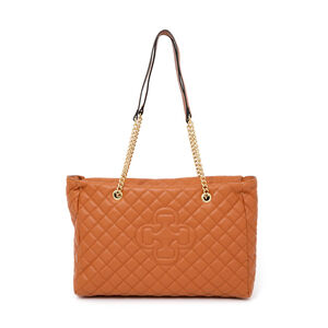 BOLSA GRANDE DE COURO CARAMELO MATELASSÊ