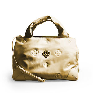 BOLSA DE COURO TOTE DOURADA