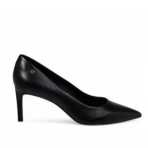 SCARPIN SALTO ALTO PRETO DE COURO