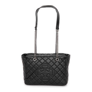 BOLSA MÉDIA PRETA DE COURO MATELASSÊ