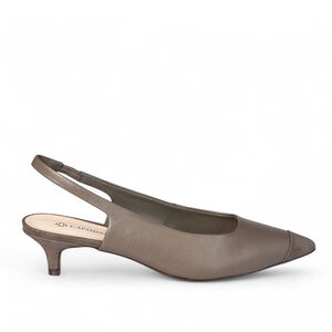 SCARPIN SLINGBACK COURO NOBUCK CINZA PETRA