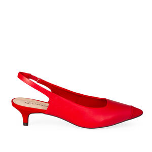 SCARPIN SLINGBACK DE COURO NOBUCK VERMELHO RUBI