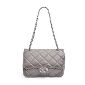 BOLSA SHOULDER BAG CINZA PETRA DE COURO MATELASSÊ