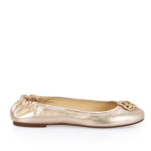 SAPATILHA DOURADA METALIZADA COURO COM EL&Aacute;STICO