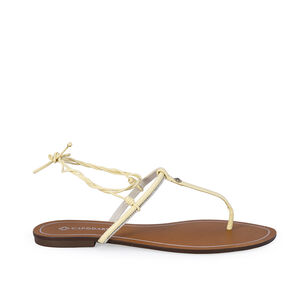 SANDÁLIA RASTEIRA CREME BRULLE DE COURO AMARRAÇÃO SANDÁLIA RASTEIRA CREME BRULLE DE COURO AMARRAÇÃO