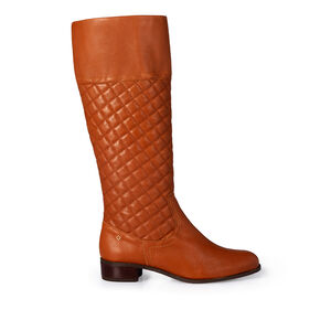 BOTA COURO CANO LONGO CARAMELO CAMEL MATELASSÊ