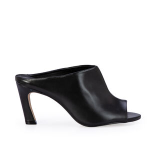 MULE SALTO ALTO PRETA DE COURO