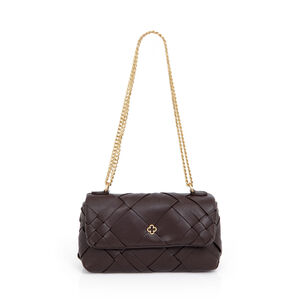 BOLSA SHOULDER BAG MARROM COM ALÇA CORRENTE DOURADA TRESSÊ