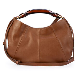 BOLSA M&Eacute;DIA TIRACOLO MARROM MOGNO COURO TOTE AL&Ccedil;A TORTOISE